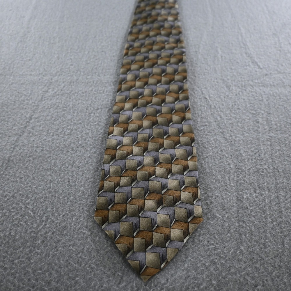 Grateful Dead Mens Step Out Twenty-First Set Silk Tie OS Gold Grey Geometric